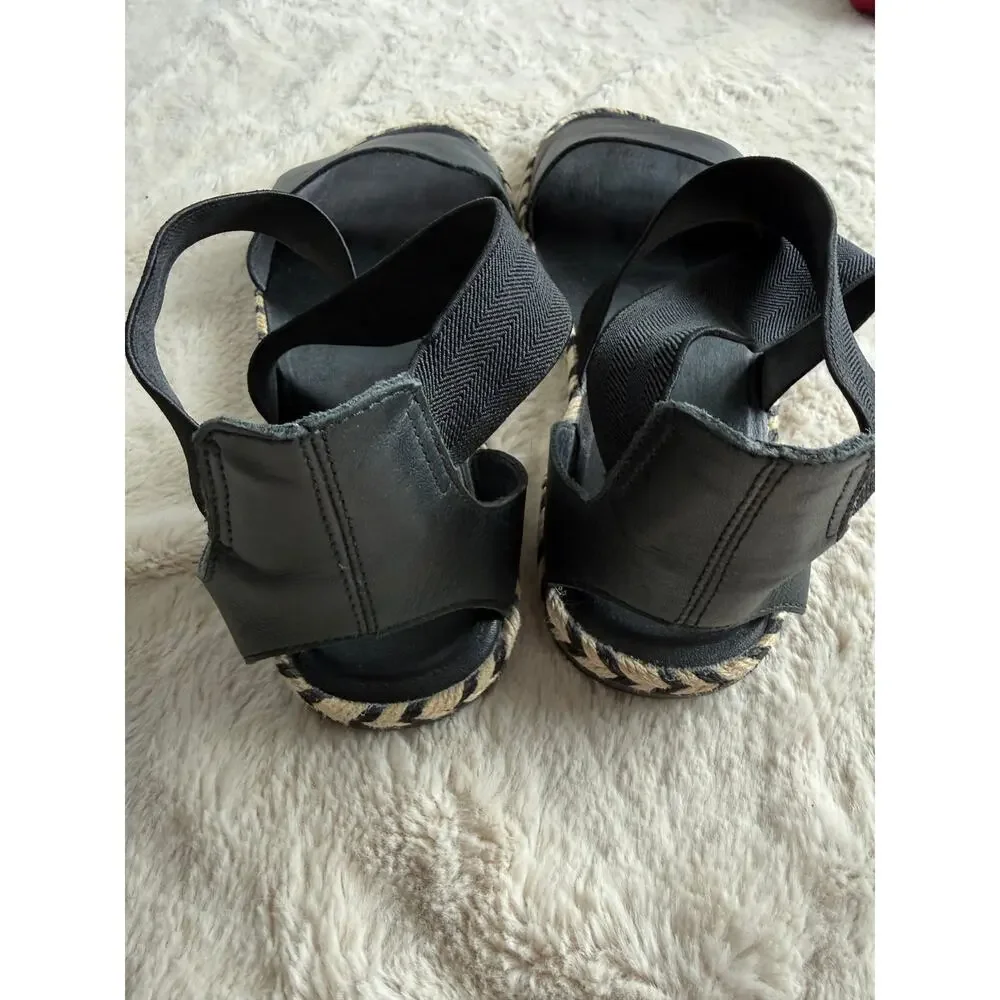 Sorel Ella li Flat Espadrille Sandals Black 9.5 - Picture 5 of 5